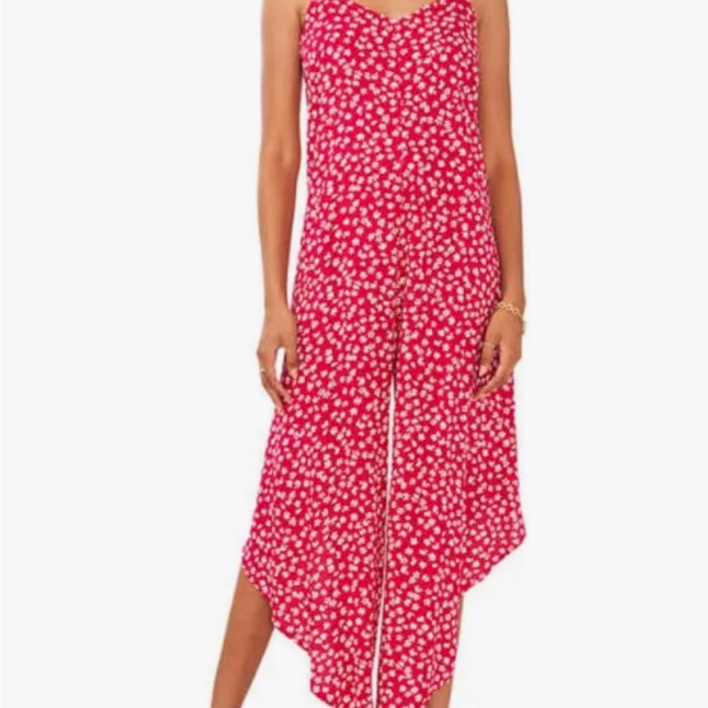 Vince Camuto Red and White Floral Jumpsuit NWT